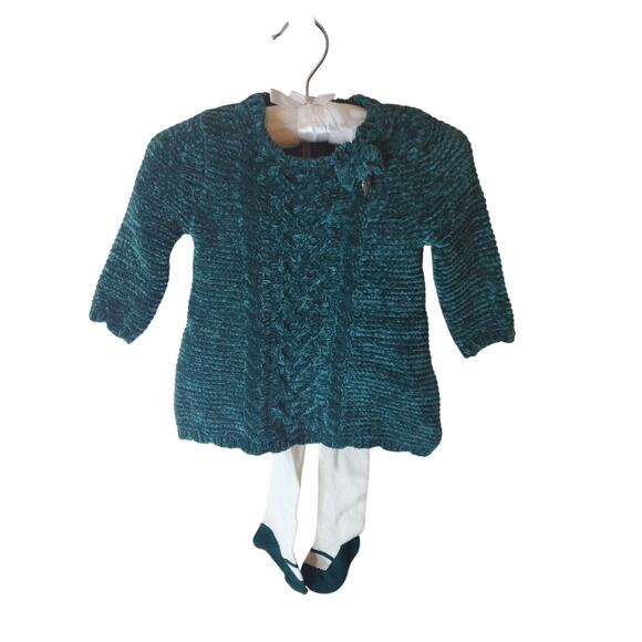 Rachel Zoe Baby Girl 3-6 Months Velour-look Dress with Tights, NWT - Picture 1 of 6